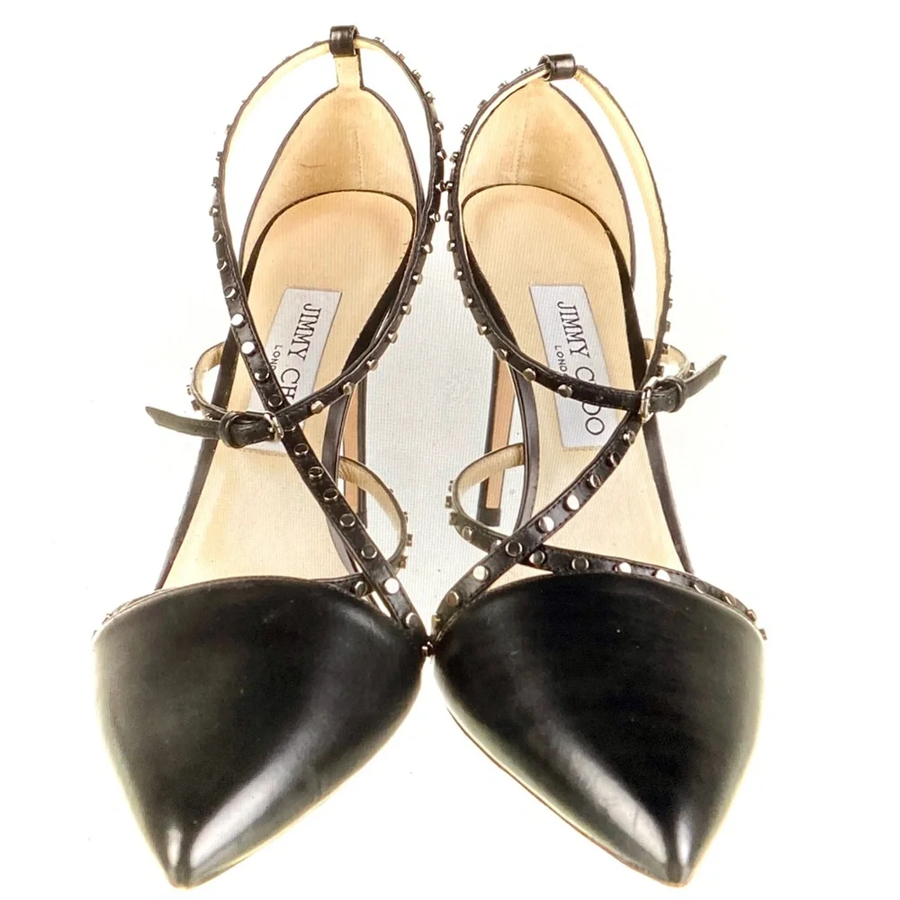 Jimmy Choo TIFF85 Studded Stiletto Sandals With Pointed Toes
